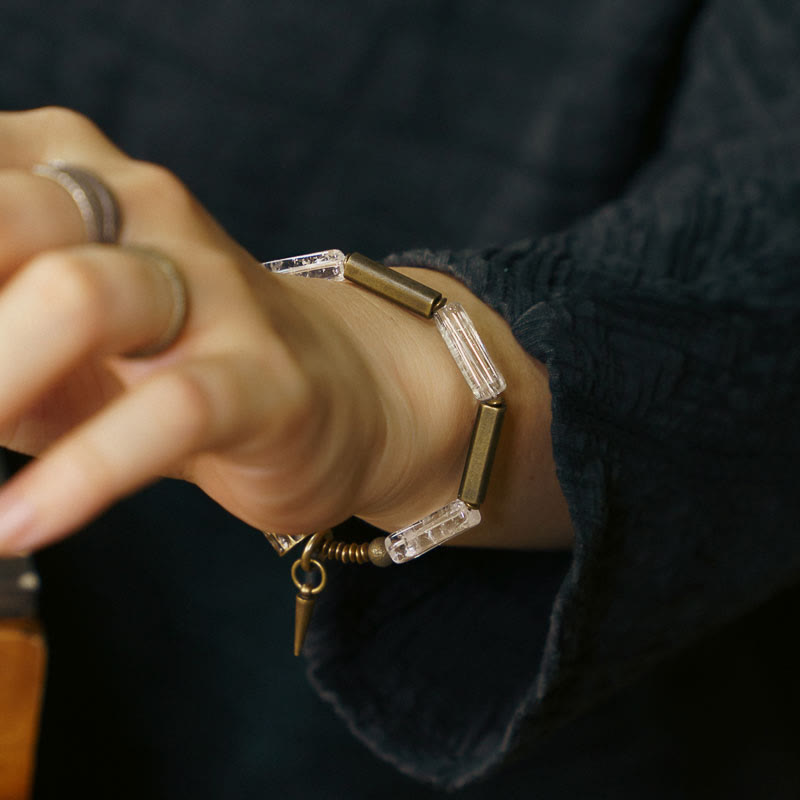 Buddha Stones Copper Square White Crystal Luck Bracelet - image 6