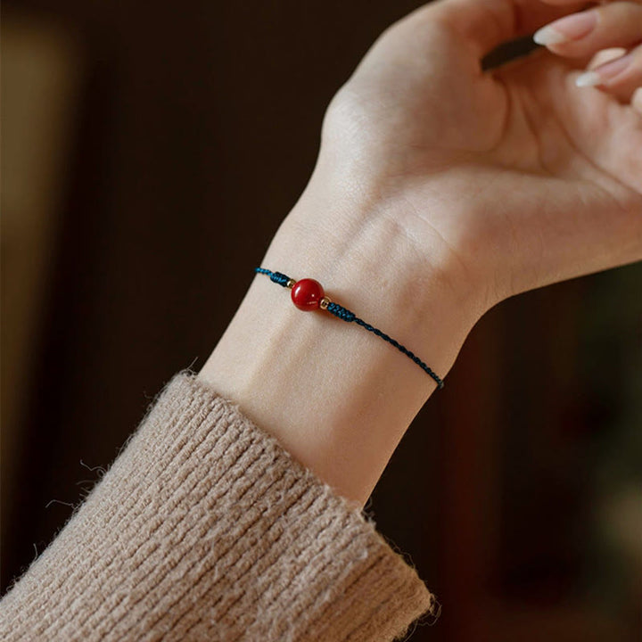 Buddha Stones Handmade String Cinnabar Buckle Blessing Bracelet - image 4