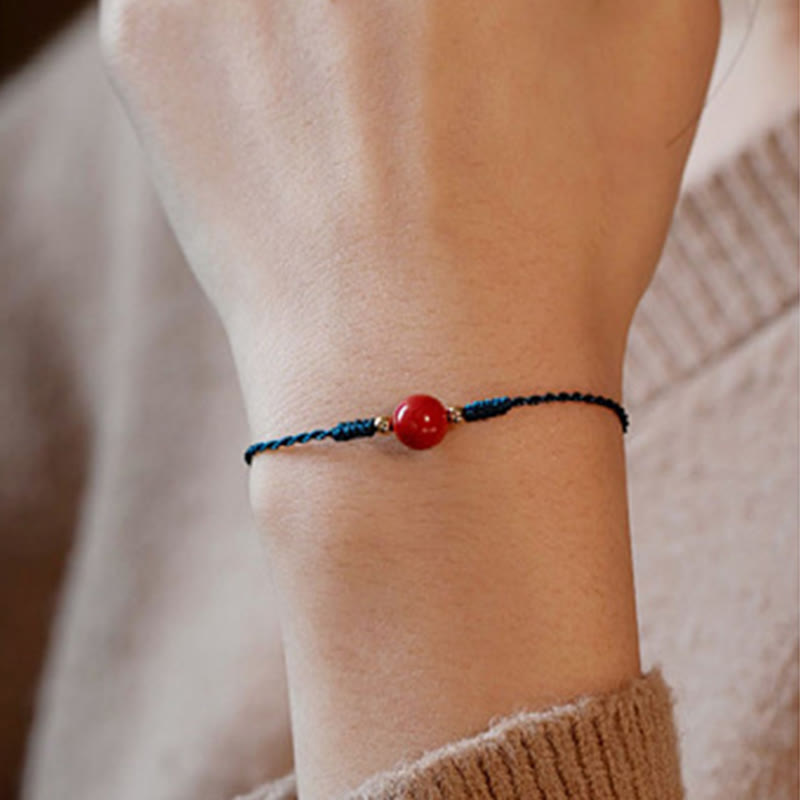 Buddha Stones Handmade String Cinnabar Buckle Blessing Bracelet - image 6