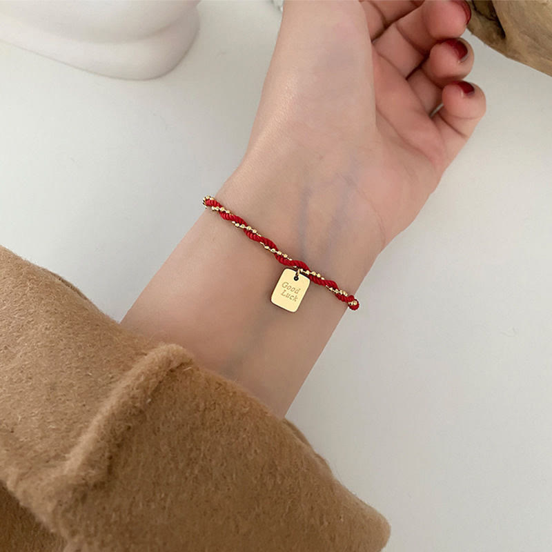 Buddha Stones Red String Gold Plated Copper Good Luck Strength Bracelet - image 13