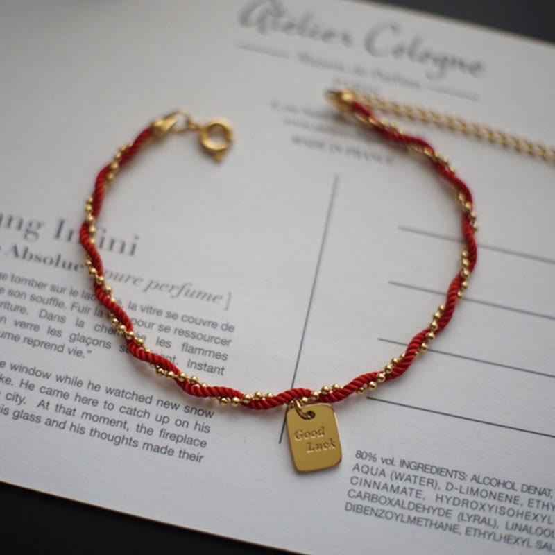 Buddha Stones Red String Gold Plated Copper Good Luck Strength Bracelet - image 7