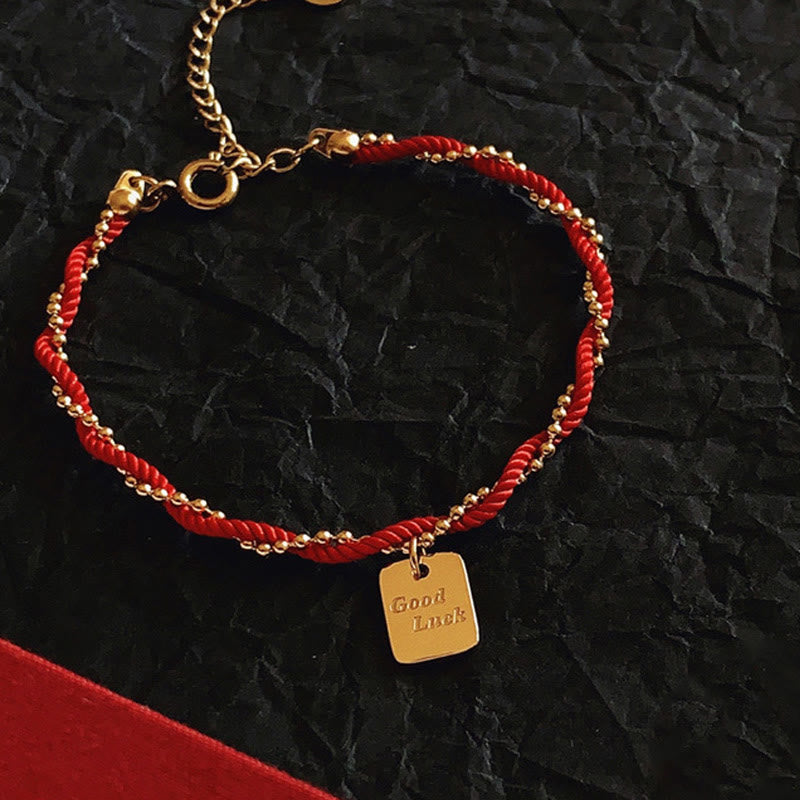 Buddha Stones Red String Gold Plated Copper Good Luck Strength Bracelet - image 9