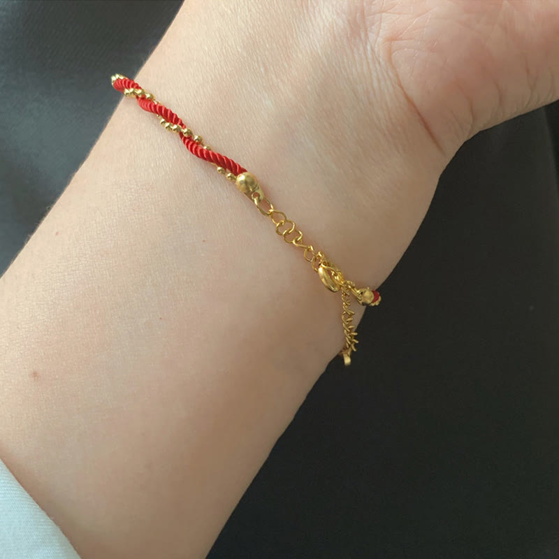 Buddha Stones Red String Gold Plated Copper Good Luck Strength Bracelet - image 11