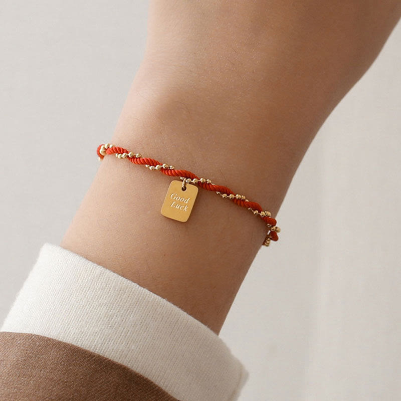 Buddha Stones Red String Gold Plated Copper Good Luck Strength Bracelet - image 14