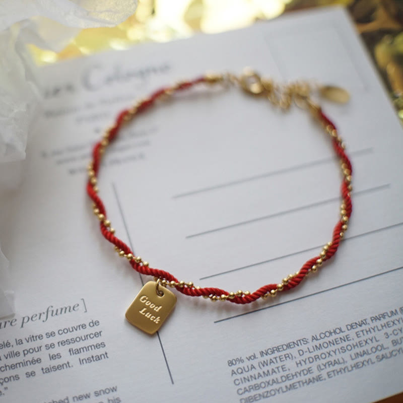 Buddha Stones Red String Gold Plated Copper Good Luck Strength Bracelet - image 8
