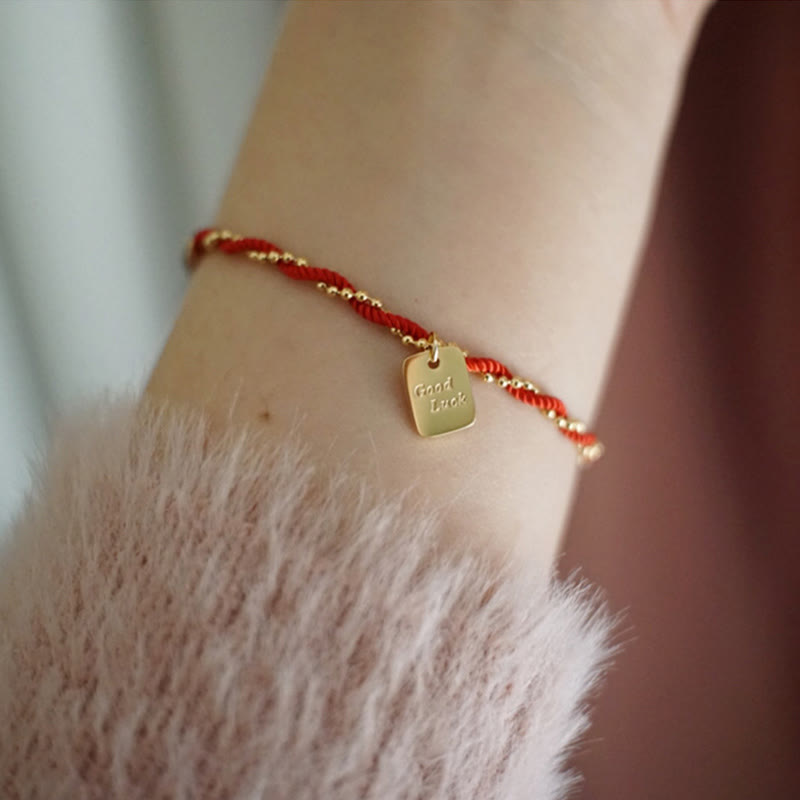 Buddha Stones Red String Gold Plated Copper Good Luck Strength Bracelet - image 15