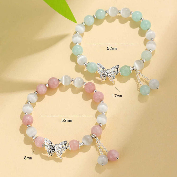 Buddha Stones Chrysoberyl Cat's Eye Chalcedony Butterfly Love Bracelet - image 14