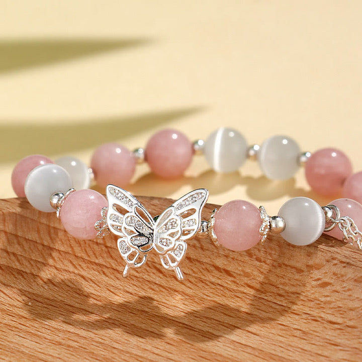 Buddha Stones Chrysoberyl Cat's Eye Chalcedony Butterfly Love Bracelet - image 11