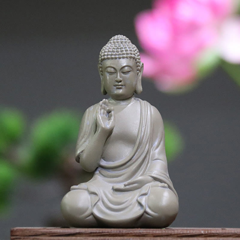 Buddha Stones Small Meditation Prayer Resin Buddha Statue Compassion Home Desk Decoration - Buddha Statue 6.2*5.2*10.3cm - image 0