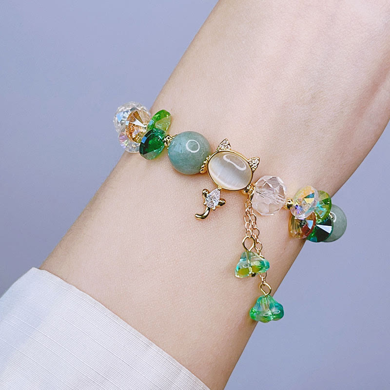 Buddha Stones Amethyst Green Crystal Red Crystal Cat Balance Bracelet - image 11
