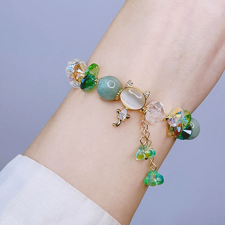 Buddha Stones Amethyst Green Crystal Red Crystal Cat Balance Bracelet - image 11