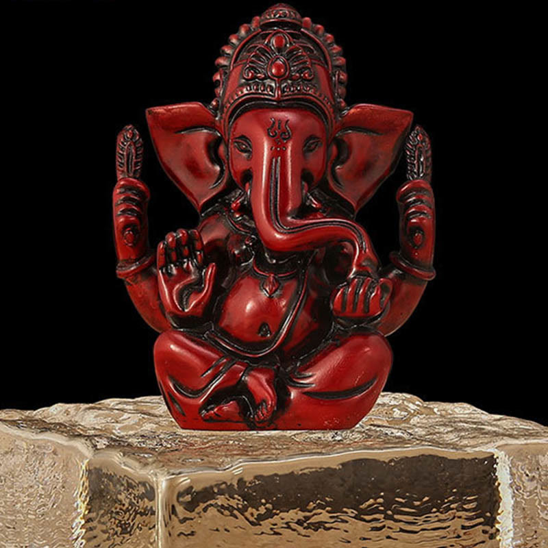 Buddha Stones Ganesh Ganpati Elephant Statue Transformation Home Resin Decoration - Red Ganesh - 8.5*5*11.5cm - image 11