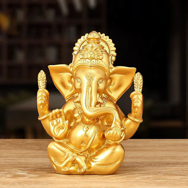 Buddha Stones Ganesh Ganpati Elephant Statue Transformation Home Resin Decoration - Golden Ganesh - 8.5*5*11.5cm - image 0