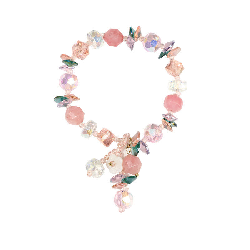 Buddha Stones Pink Crystal Green Crystal White Crystal Flower Warmth Bracelet - image 18