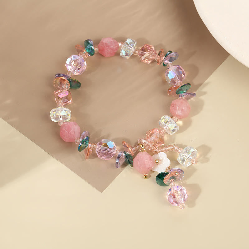 Buddha Stones Pink Crystal Green Crystal White Crystal Flower Warmth Bracelet - image 16