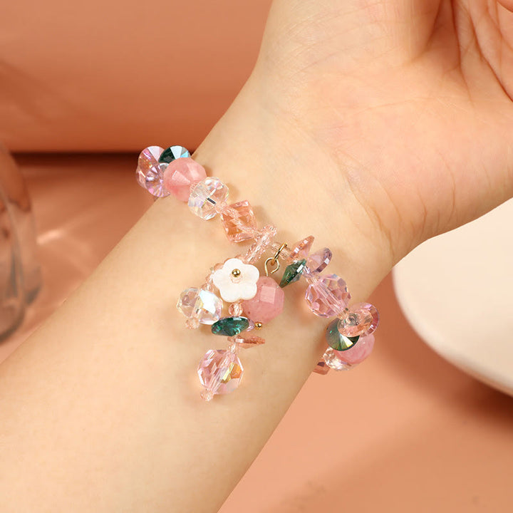 Buddha Stones Pink Crystal Green Crystal White Crystal Flower Warmth Bracelet - image 19