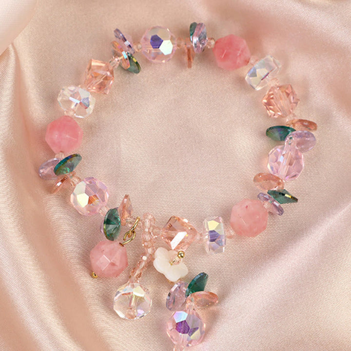 Buddha Stones Pink Crystal Green Crystal White Crystal Flower Warmth Bracelet - image 20