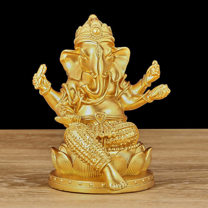 Buddha Stones Mini Small Ganesh Ganpati Elephant Meditation Statue Reflection Home Resin Decoration - image 0