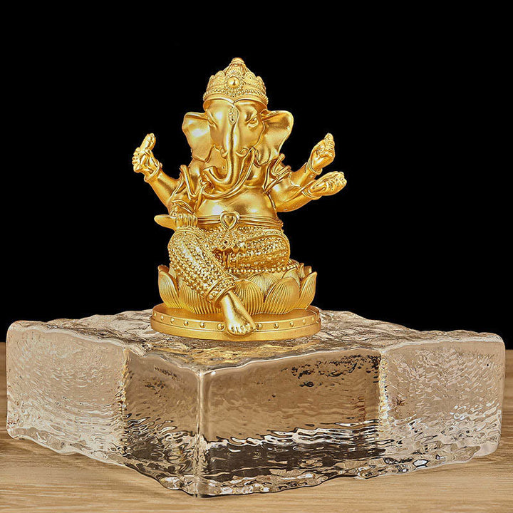 Buddha Stones Mini Small Ganesh Ganpati Elephant Meditation Statue Reflection Home Resin Decoration - Golden Ganesh - Small 9*7.5*11cm - image 3