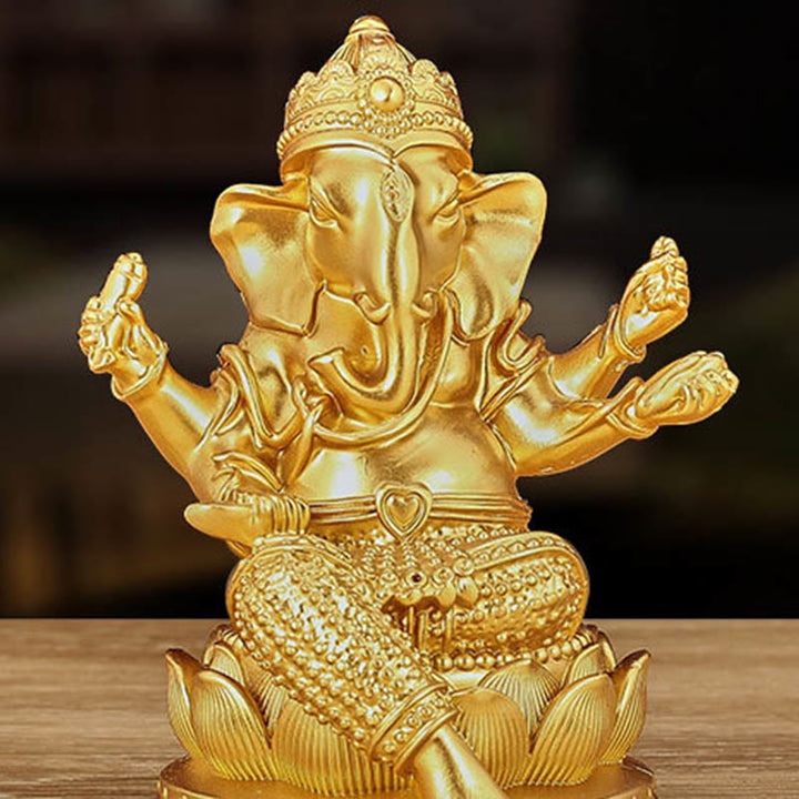 Buddha Stones Mini Small Ganesh Ganpati Elephant Meditation Statue Reflection Home Resin Decoration - image 8