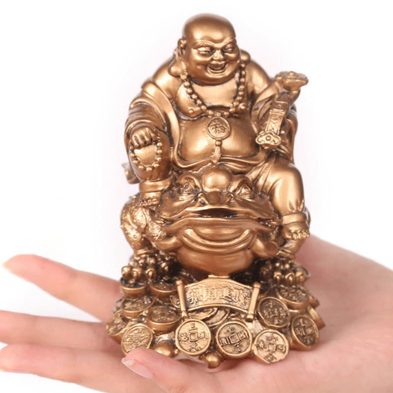 Buddha Stones Laughing Buddha Feng Shui Frog Toad Copper Coins Attract Wealth Resin Statue Home Decoration - image 17