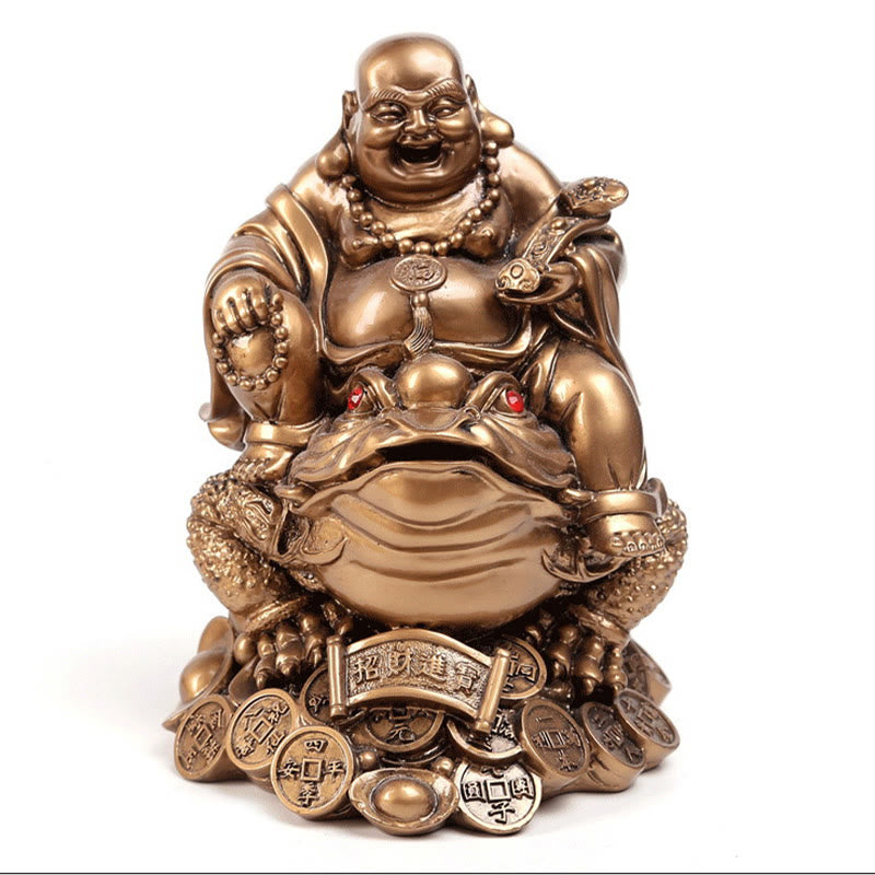 Buddha Stones Laughing Buddha Feng Shui Frog Toad Copper Coins Attract Wealth Resin Statue Home Decoration - image 18