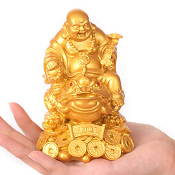 Buddha Stones Laughing Buddha Feng Shui Frog Toad Copper Coins Attract Wealth Resin Statue Home Decoration - image 9