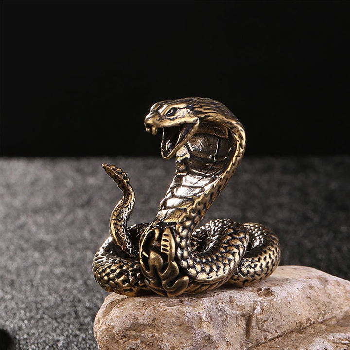 Buddha Stones Mini Small Year of the Snake Cobra Brass Copper Home Decoration - Small Snake 4*4cm - image 0
