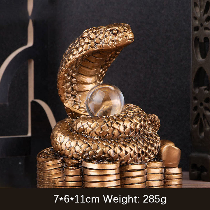 Buddha Stones Year Of The Snake Ingots Copper Coins Ball Wealth Resin Statue Home Decoration - Large Bronze Ingot Snake 8*5.5*9.2cm - image 5