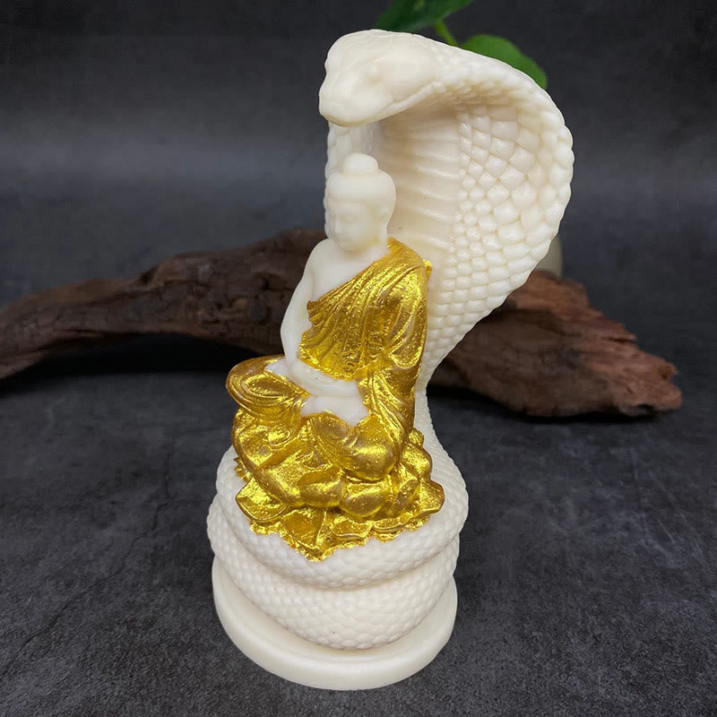 Buddha Stones Tathagata Shakyamuni Snake Lotus Ivory Fruit Meditation Statue Serenity Home Decoration - image 11
