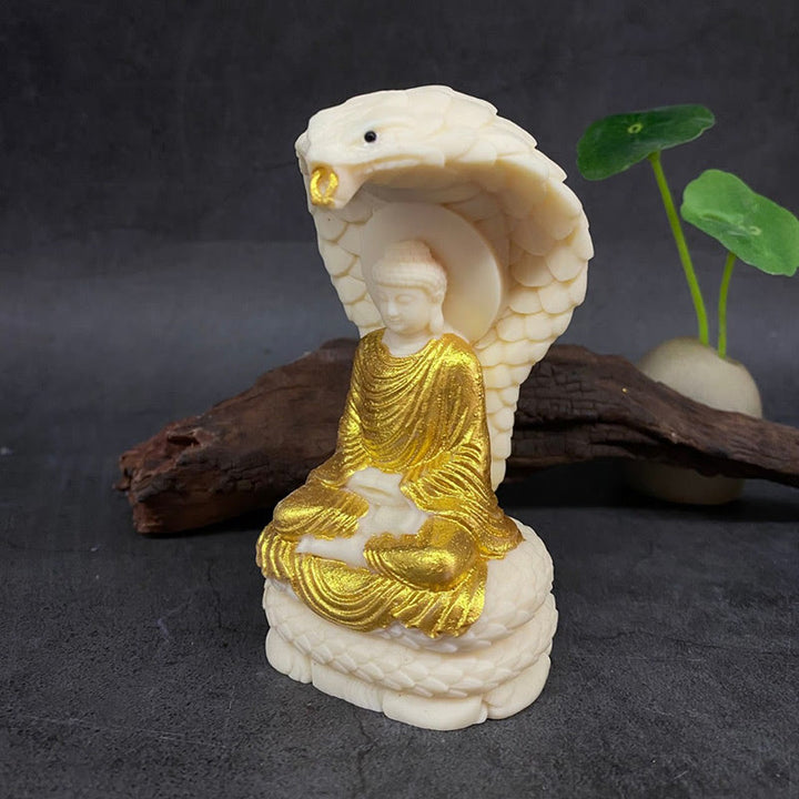Buddha Stones Tathagata Shakyamuni Snake Lotus Ivory Fruit Meditation Statue Serenity Home Decoration - image 8
