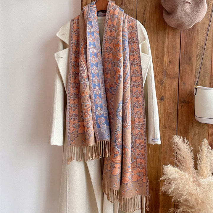 Buddha Stones Tibetan Cashew Flower Tassel Shawl Fall Winter Cozy Travel Scarf Wrap - image 35