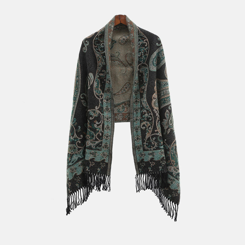Buddha Stones Tibetan Cashew Flower Tassel Shawl Fall Winter Cozy Travel Scarf Wrap - image 8