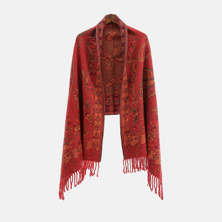 Buddha Stones Tibetan Cashew Flower Tassel Shawl Fall Winter Cozy Travel Scarf Wrap - image 17