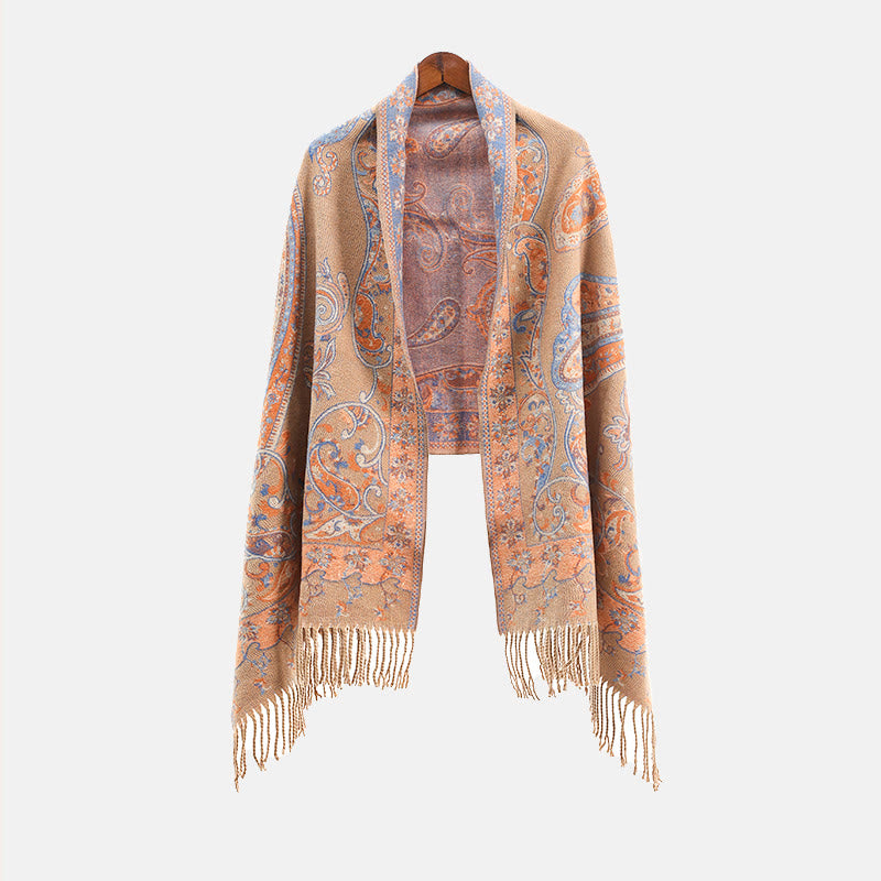 Buddha Stones Tibetan Cashew Flower Tassel Shawl Fall Winter Cozy Travel Scarf Wrap - image 38