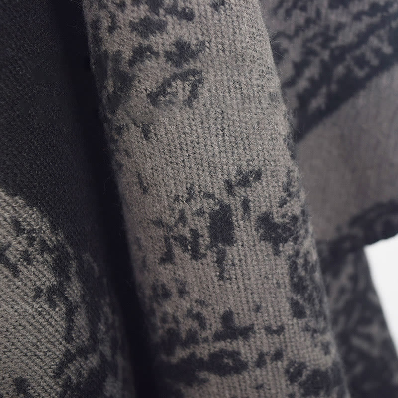 Buddha Stones Black Gray Sika Deer Animal Forest Double-sided Shawl Fall Winter Warm Scarf Wrap - image 17