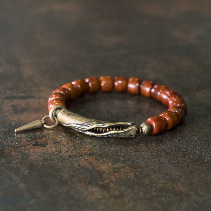 Buddha Stones Bone Beads Copper Cone Pendant Strength Bracelet - Bone Beads Copper(Wrist Circumference: 17-17.5cm) - image 0