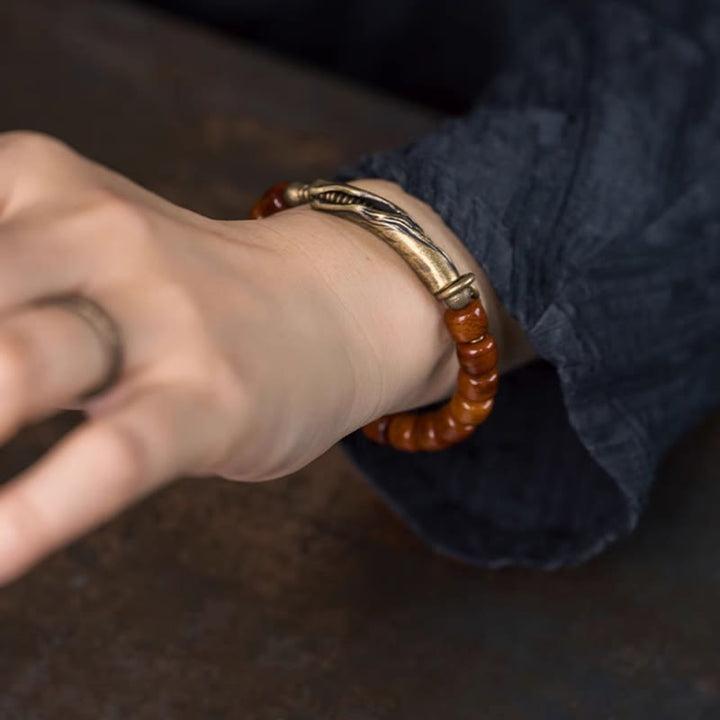 Buddha Stones Bone Beads Copper Cone Pendant Strength Bracelet - image 8