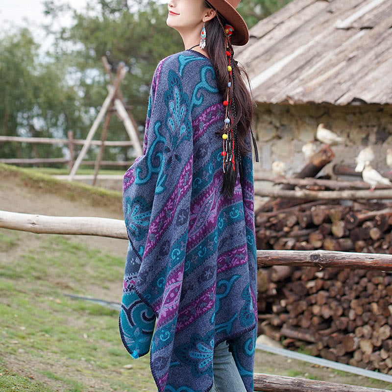 Buddha Stones Tibetan Geometric Horizontal Stripe Flowers Pattern Shawl Fall Winter Warm Soft Scarf Wrap - image 8