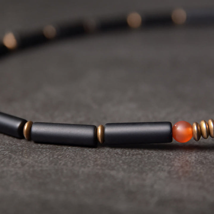 Buddha Stones Black Onyx Copper Dzi Bead Cone Pendant Double Wrap Protection Bracelet - image 8