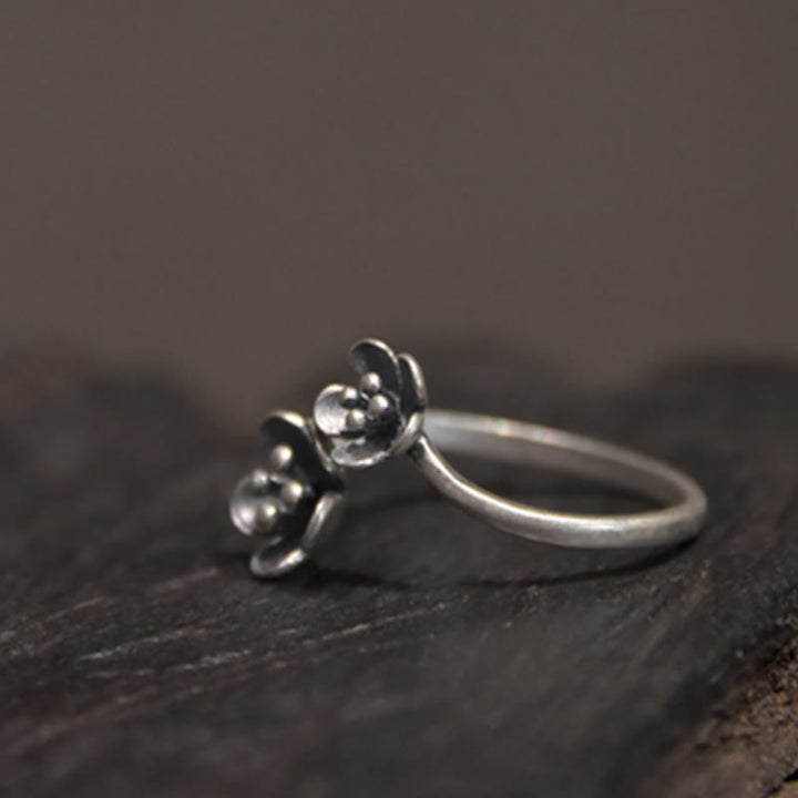 Buddha Stones 925 Sterling Silver Flowers Ring - image 4