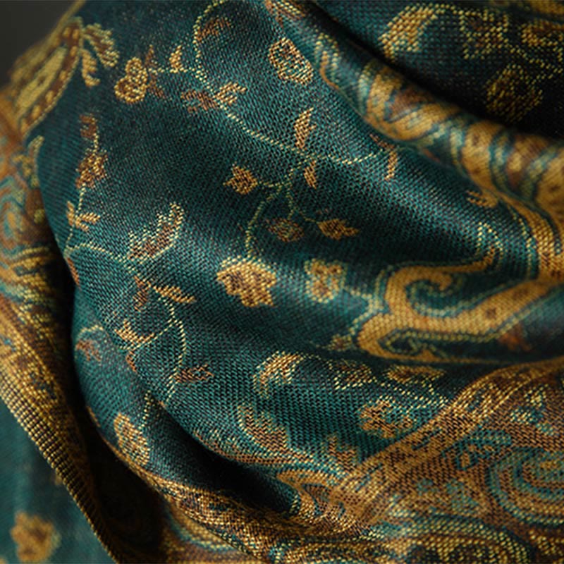 Buddha Stones Tibetan Cashew Flower Vine Print Tassels Shawl Fall Winter Soft Scarf Wrap - image 8