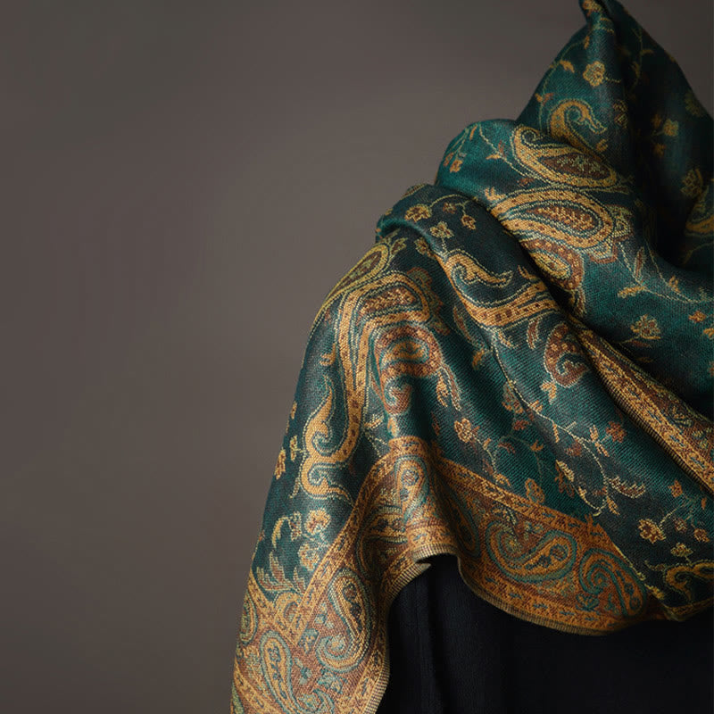 Buddha Stones Tibetan Cashew Flower Vine Print Tassels Shawl Fall Winter Soft Scarf Wrap - image 7