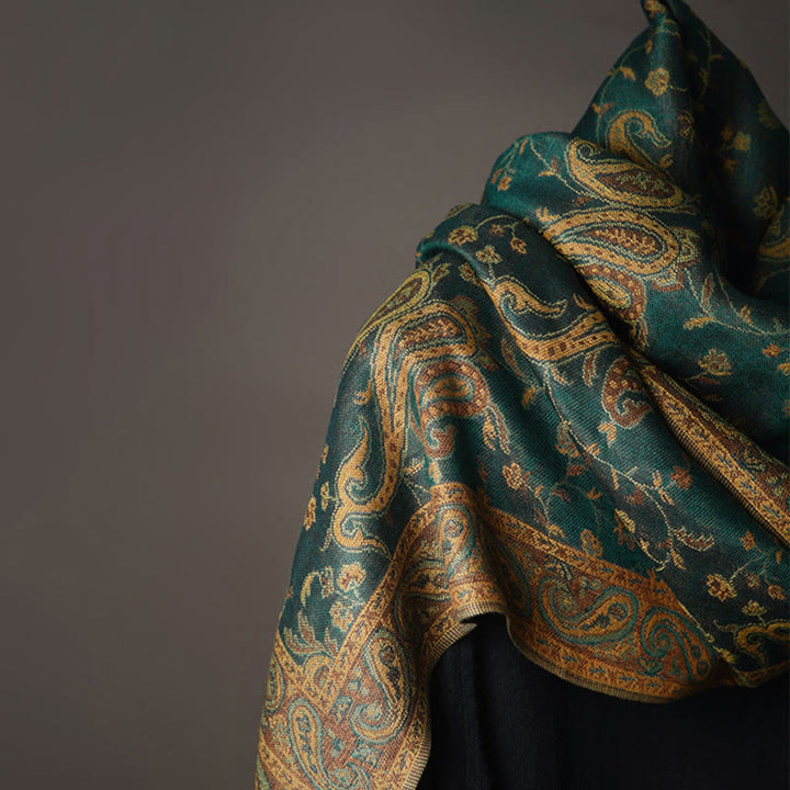 Buddha Stones Tibetan Cashew Flower Vine Print Tassels Shawl Fall Winter Soft Scarf Wrap - image 7