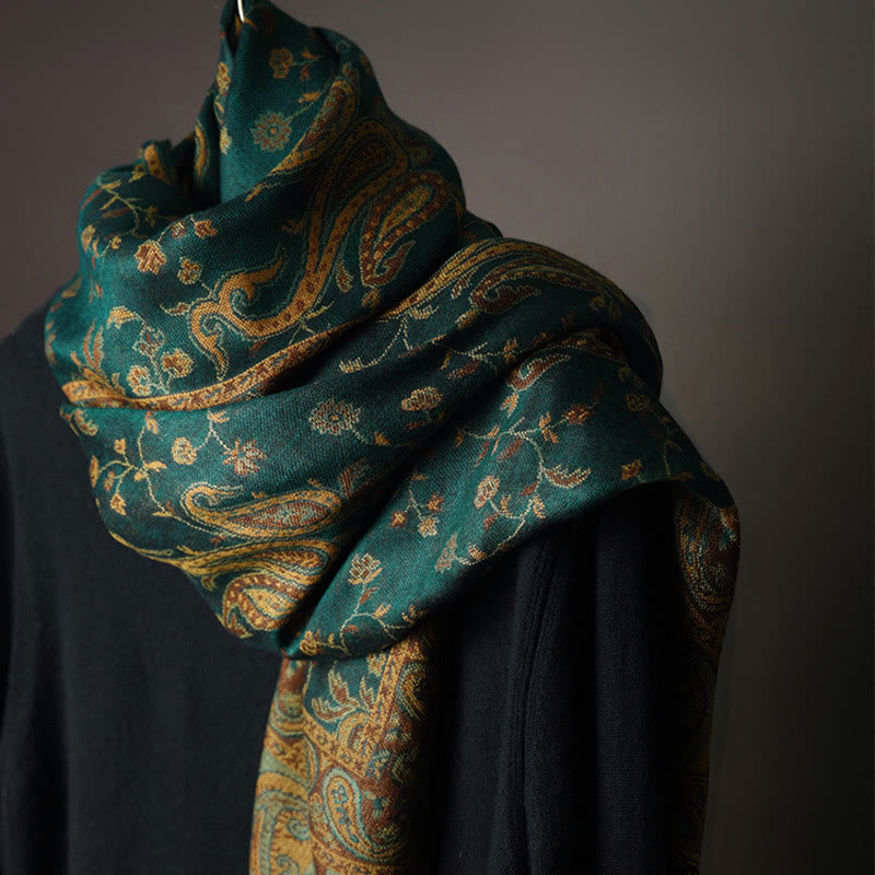 Buddha Stones Tibetan Cashew Flower Vine Print Tassels Shawl Fall Winter Soft Scarf Wrap - image 5