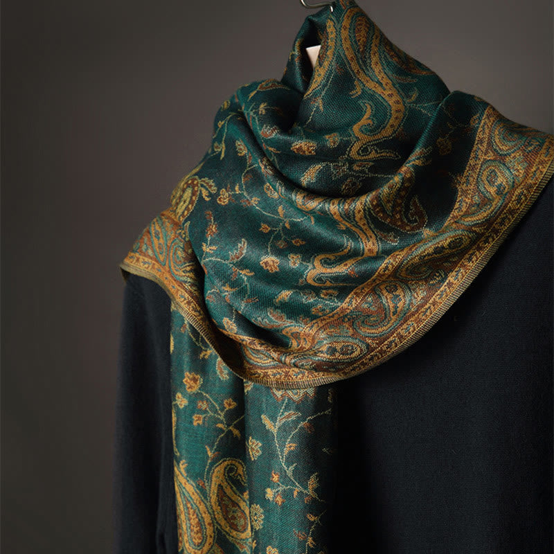 Buddha Stones Tibetan Cashew Flower Vine Print Tassels Shawl Fall Winter Soft Scarf Wrap - image 1