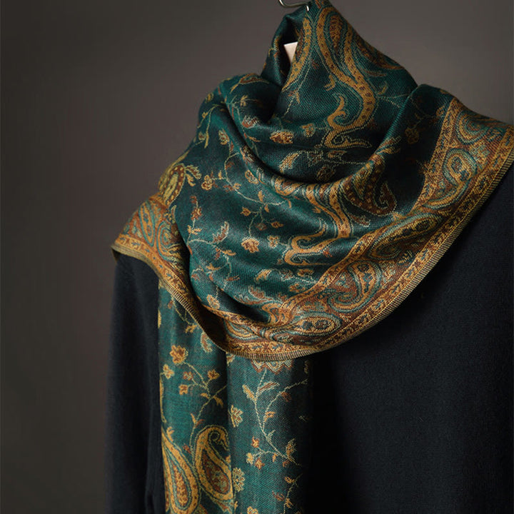 Buddha Stones Tibetan Cashew Flower Vine Print Tassels Shawl Fall Winter Soft Scarf Wrap - image 1