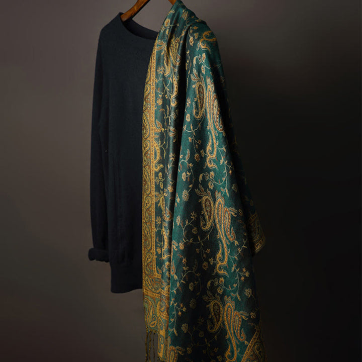 Buddha Stones Tibetan Cashew Flower Vine Print Tassels Shawl Fall Winter Soft Scarf Wrap - image 2