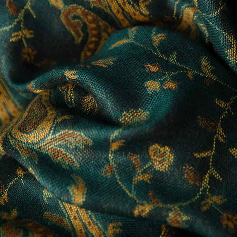 Buddha Stones Tibetan Cashew Flower Vine Print Tassels Shawl Fall Winter Soft Scarf Wrap - image 9