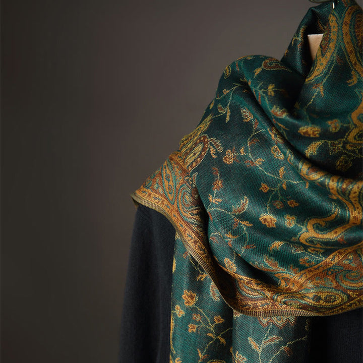 Buddha Stones Tibetan Cashew Flower Vine Print Tassels Shawl Fall Winter Soft Scarf Wrap - image 4
